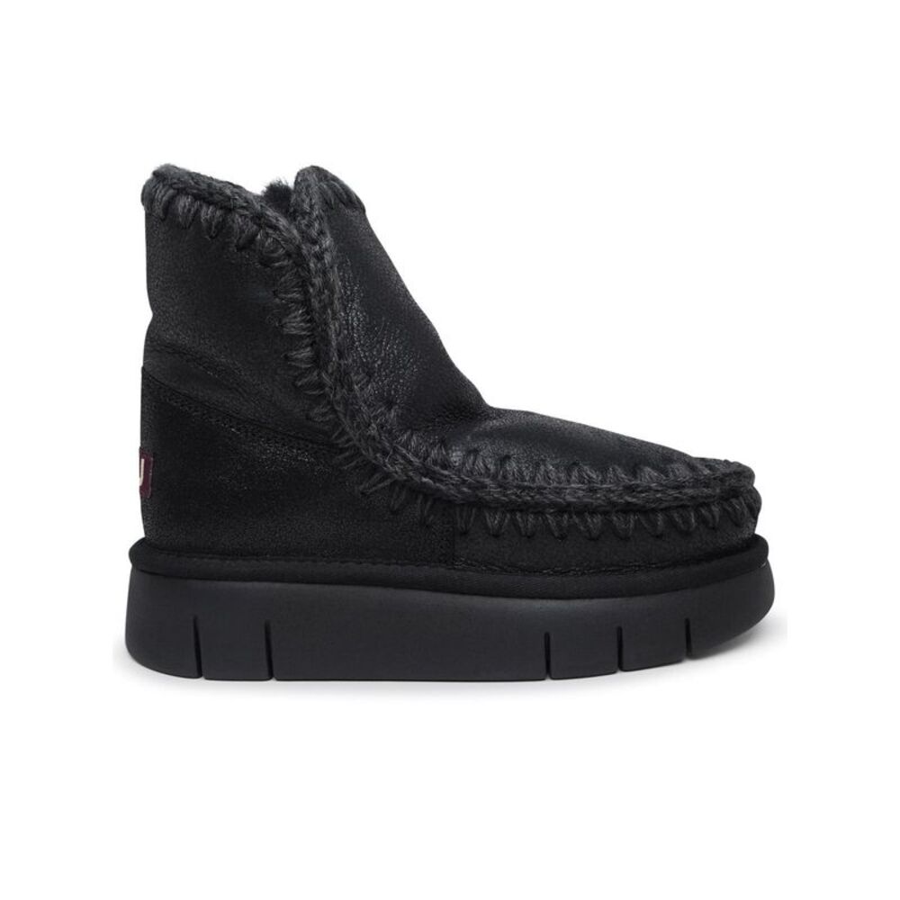 Mou Eskimo Black Sheepskin Ankle Boots Women